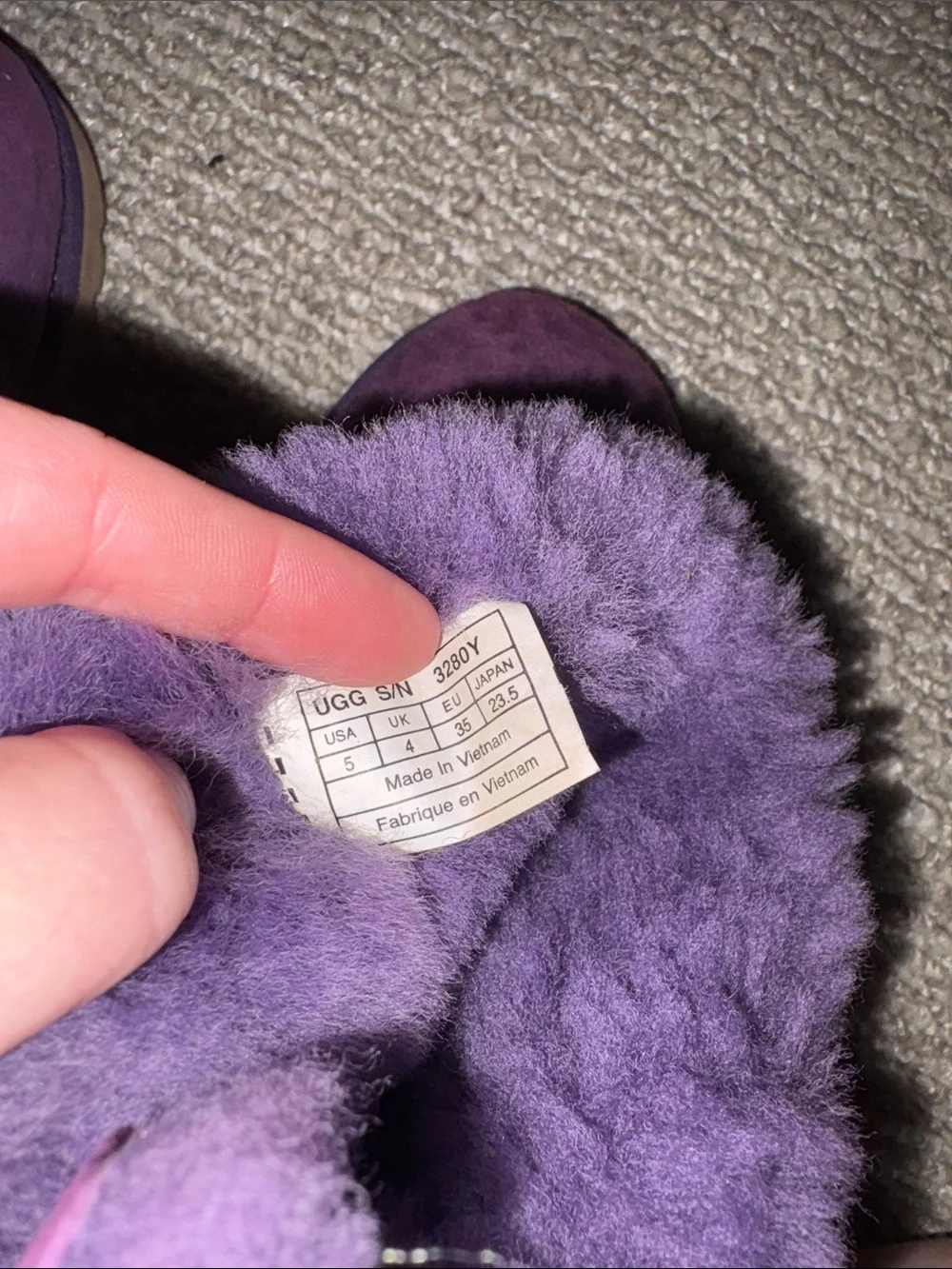 Kids Plush Purple Ugg Boots with Bow Back